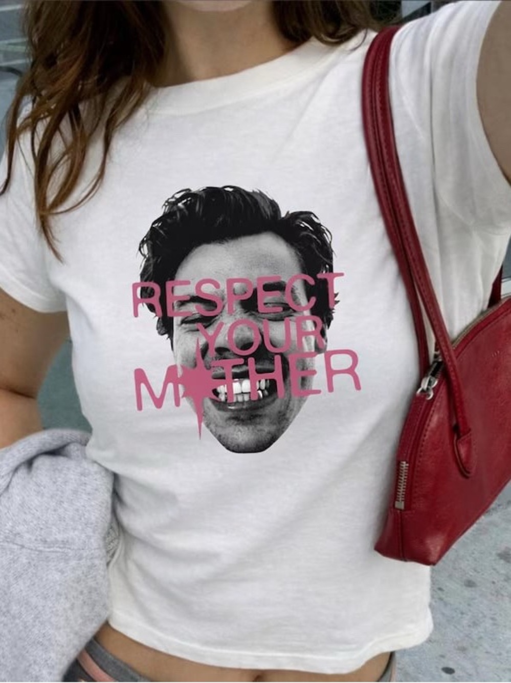 Gildan White Tee with Pink Graphic Portrait